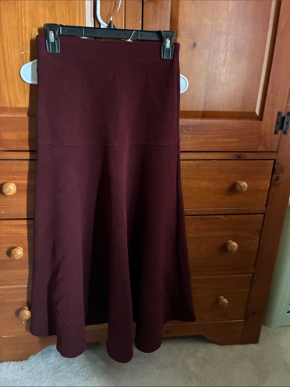 OGL XS Women's Flared Midi Skirt - Burgundy